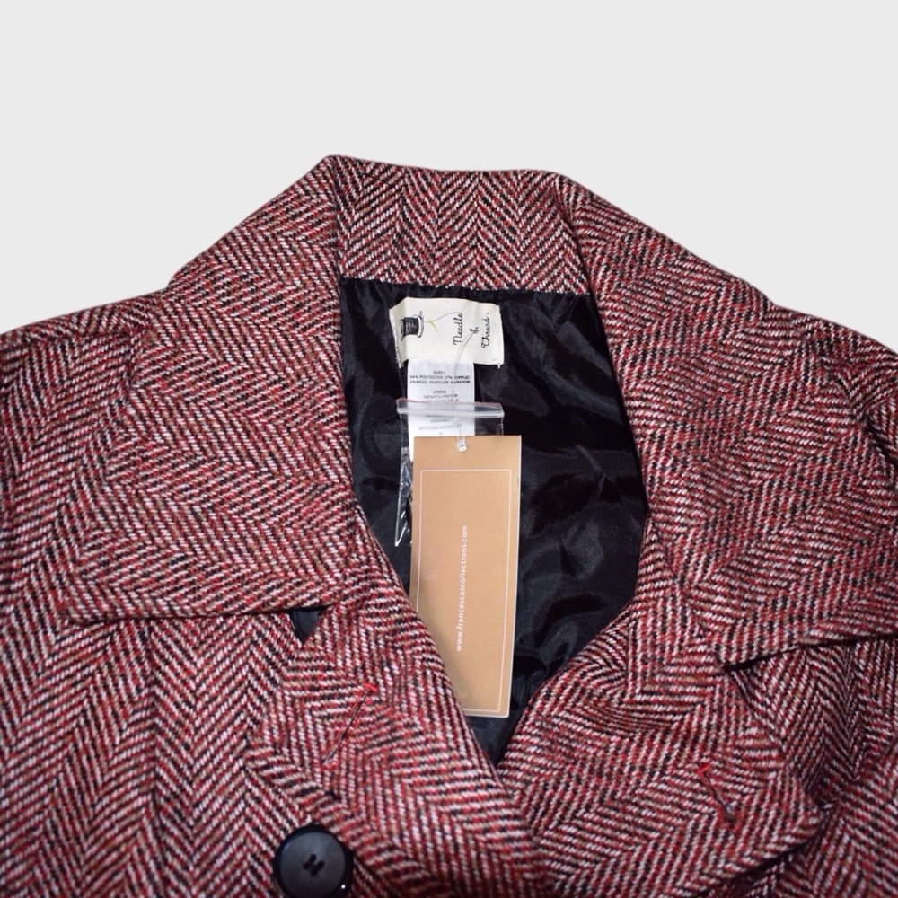 NWT Needle & Thread for Francescas Red Herringbone Wool-Blend Peacoat - Picture 5 of 5